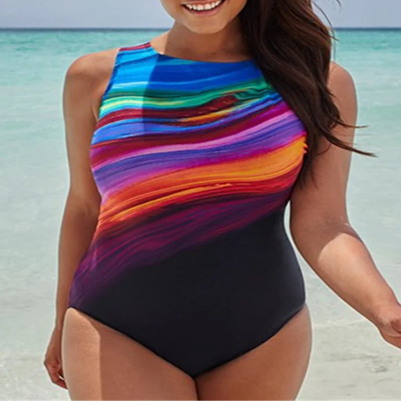 One-Piece Large Size Swimwear Push Up Women's Plus Size Swimsuit XXXL Bathers Closed Bodysuit Female Bathing Suit Pool Beachwear