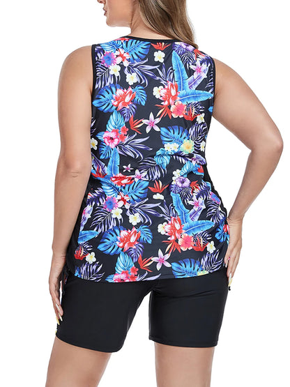Print Large Plus Size Tankini Two Pieces Swimsuit Women High Waist Swimwear Female Bathing Swimming Swim Suit Beach Bathers