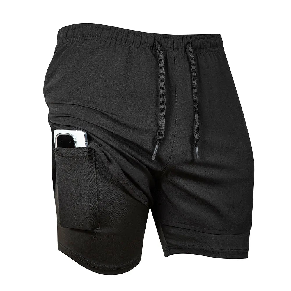 Sports Shorts Men's Running Pants Lined with Fake Two-piece Training Anti-light Three-point Basketball Casual Shorts