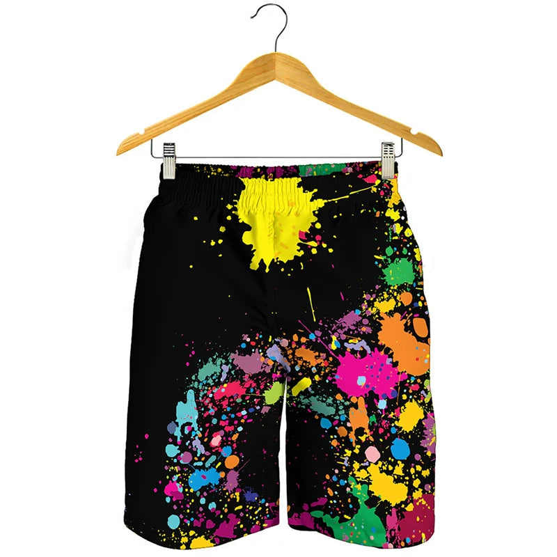 Novelty 3D Mens Rainbow Shorts Men Women Fashion Graffiti Print SwimTrunks Kids Oversized Casual Hawaii Holiday Beach Shorts