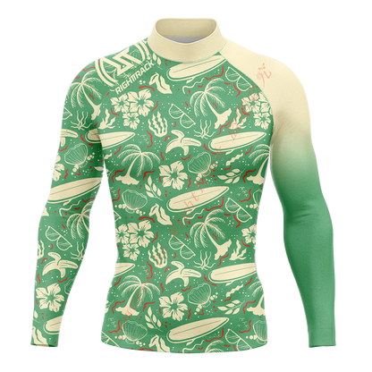 Men's Surfing Shirt Nautical Diary Lycra Rash guard RIGHTTRACK For Surf Sportswear Beach UV Swimwear UPF50+ Clothes