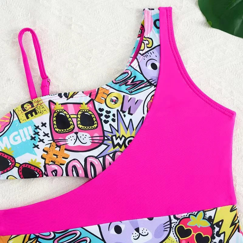 Printed Girls Swimsuit One Piece Kids Swimwear Female Children Bathers Bathing Swimming Swim Suit Summer Beachwear