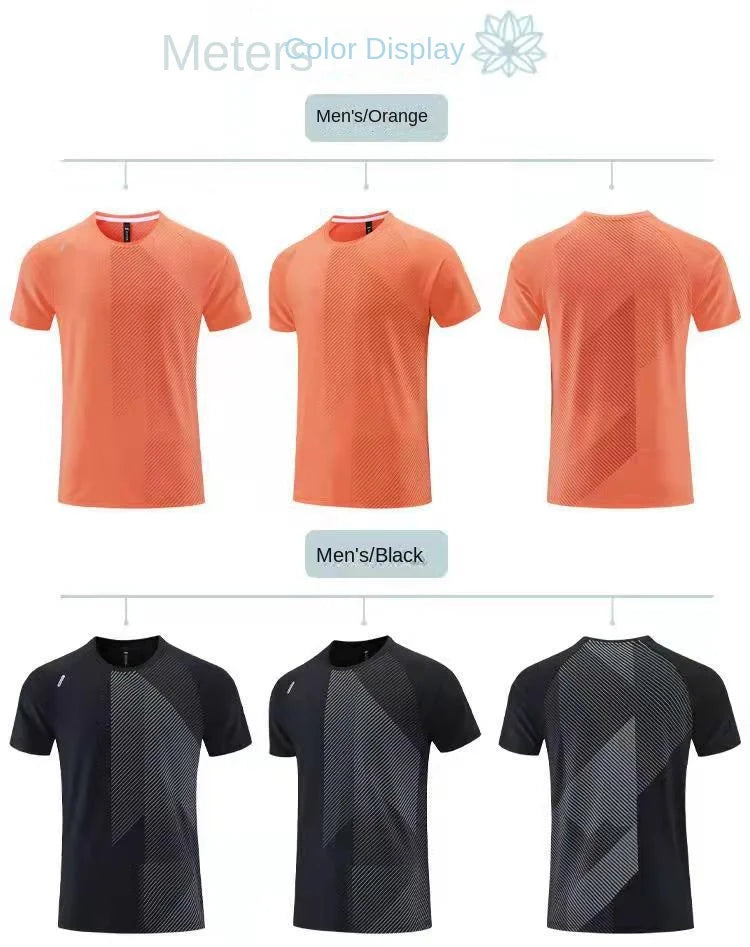 Mermaid Curve Summer Men's Short-sleeved Sports T-shirt Quick-drying Clothes Loose Casual Wear Running Top Fitness Clothes