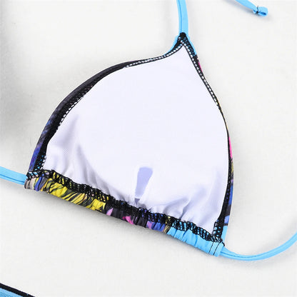 3 Pieces Bikini With Beach Skirt Butterfly Print String Bathing Suit Women Swimwear Female Swimming Swimsuit