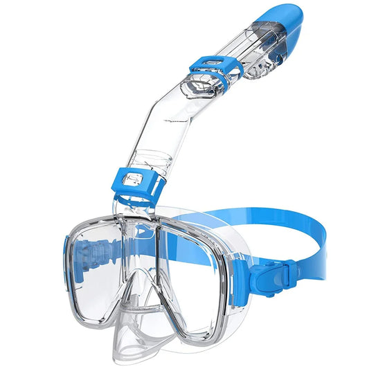 Diving Mask Foldable Anti-Fog Snorkel Mask Set with Full Dry Top System for Free Swim Professional Snorkeling Gear Adults Kids