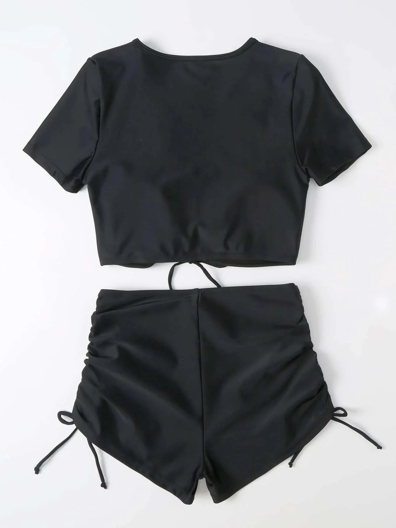 Plain Drawstring Two Pieces Women Swimsuit Solid Swimwear Female Bathers Bathing Swimming Suit Summer Beachwear