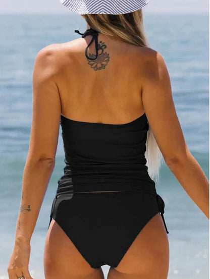 Summer Fashion Casual Vacation Swimsuit Women's Seaside Sunset Dusk Printed Bikini Two Piece Set S-6XL
