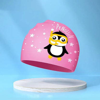 Lightweight Waterproof Children Swimming Cap Silicone Cartoon Kid Swimming Hat Protect Ears Animal Bathing Hats Cap Swimming Pool