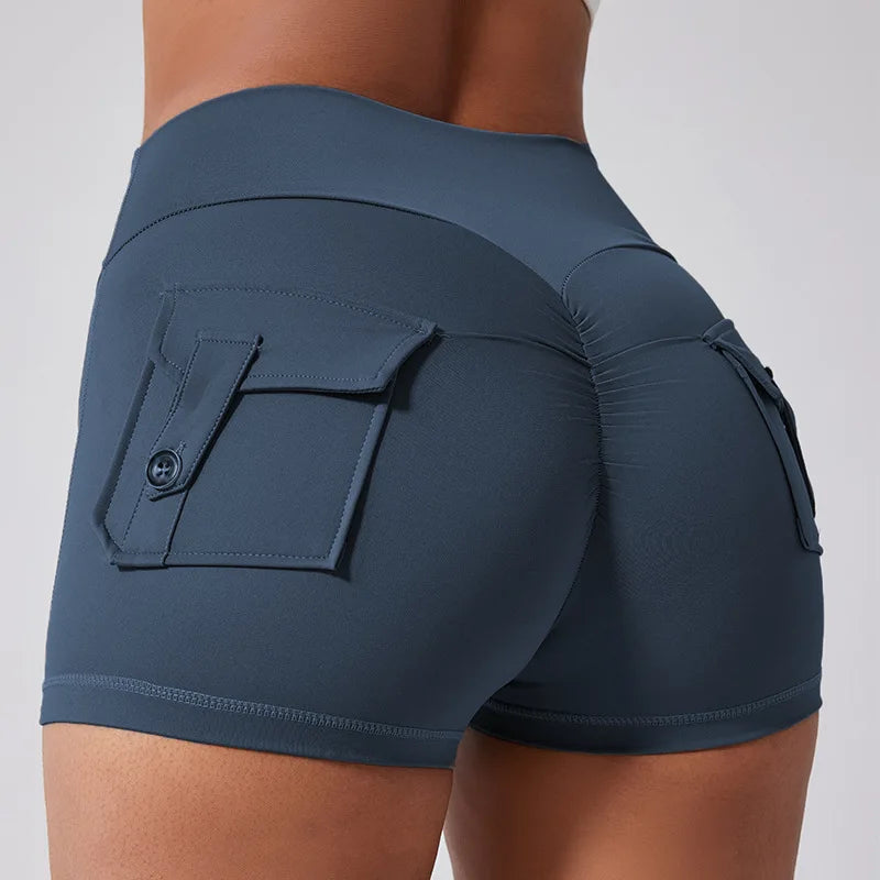 Fitness Shorts with Pocket Sports Yoga Booty Shorts Women's Push Up Cycling Sporty Shorts Gym Woman Workout Clothes Sportswear