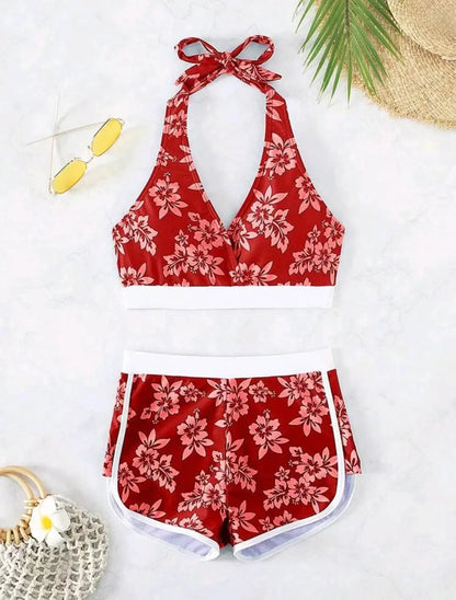 Tied Halter Swimwear Women High Waist Bikini Set Push Up Brazilian Swimsuit Lady Beach Bathing Suit