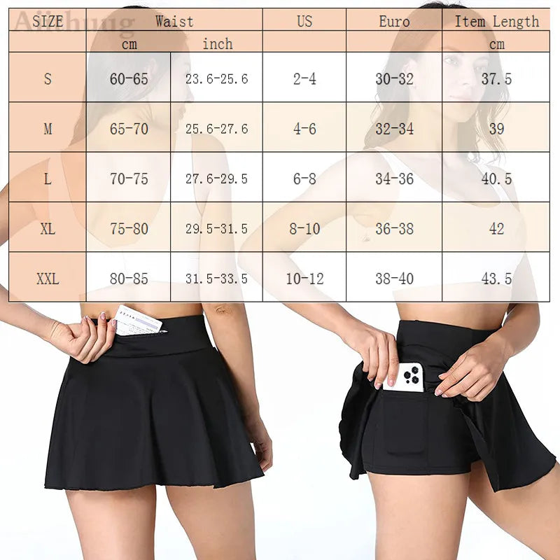 Tennis Skirt Women's Pleated Athletic Golf Skorts Activewear Yoga Running Workout Sports Skirt with Pockets Zipper Back