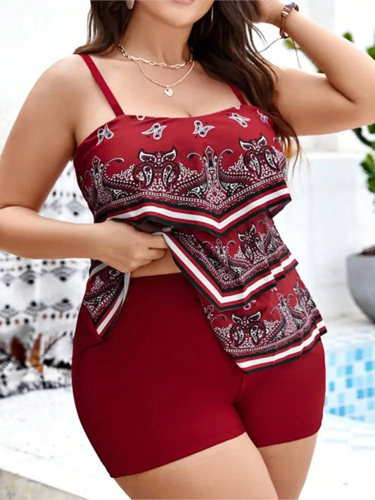 L-4XL Plus Size Tankini Women's Push Up Big Large Size Swimsuit Tummy Control Swimwear Tankini Sets
