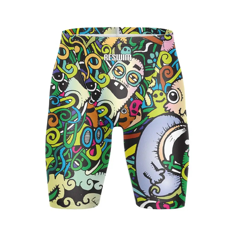 Summer Men's Swim Jammer Athletic Training Swimsuit Swimming Trunks Beach Pool Tights Shorts Quick Dry Running Surfing Pants