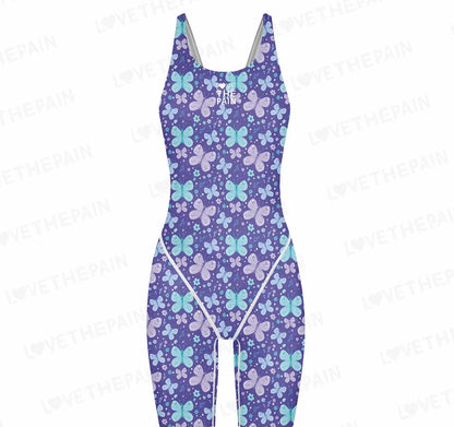 Girls Love The Pain Racer Back Knee Length Swimsuit Bodysuit Sleeveless One Piece Print Swimwear For Holiday Beach Water Sports