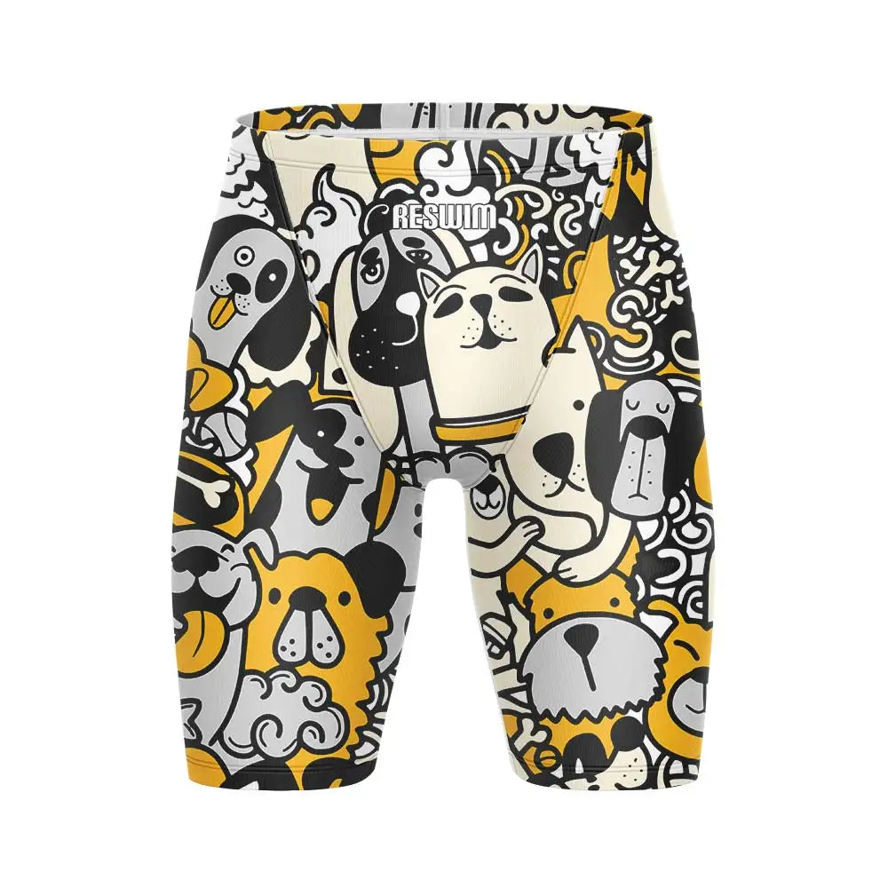 Summer Men's Swim Jammer Athletic Training Swimsuit Swimming Trunks Beach Pool Tights Shorts Quick Dry Running Surfing Pants