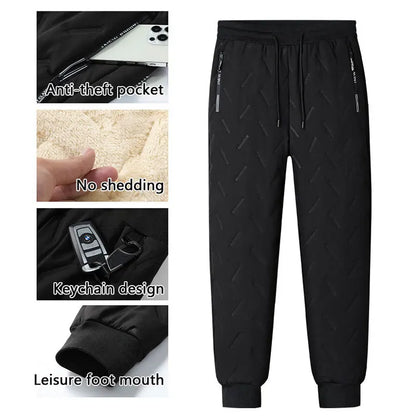 Winter Men Pant Cashmere Thicken Fleece Windproof Sweatpants Men Joggers Cotton Warm Pants Male Waterproof Thermal Trousers Winter