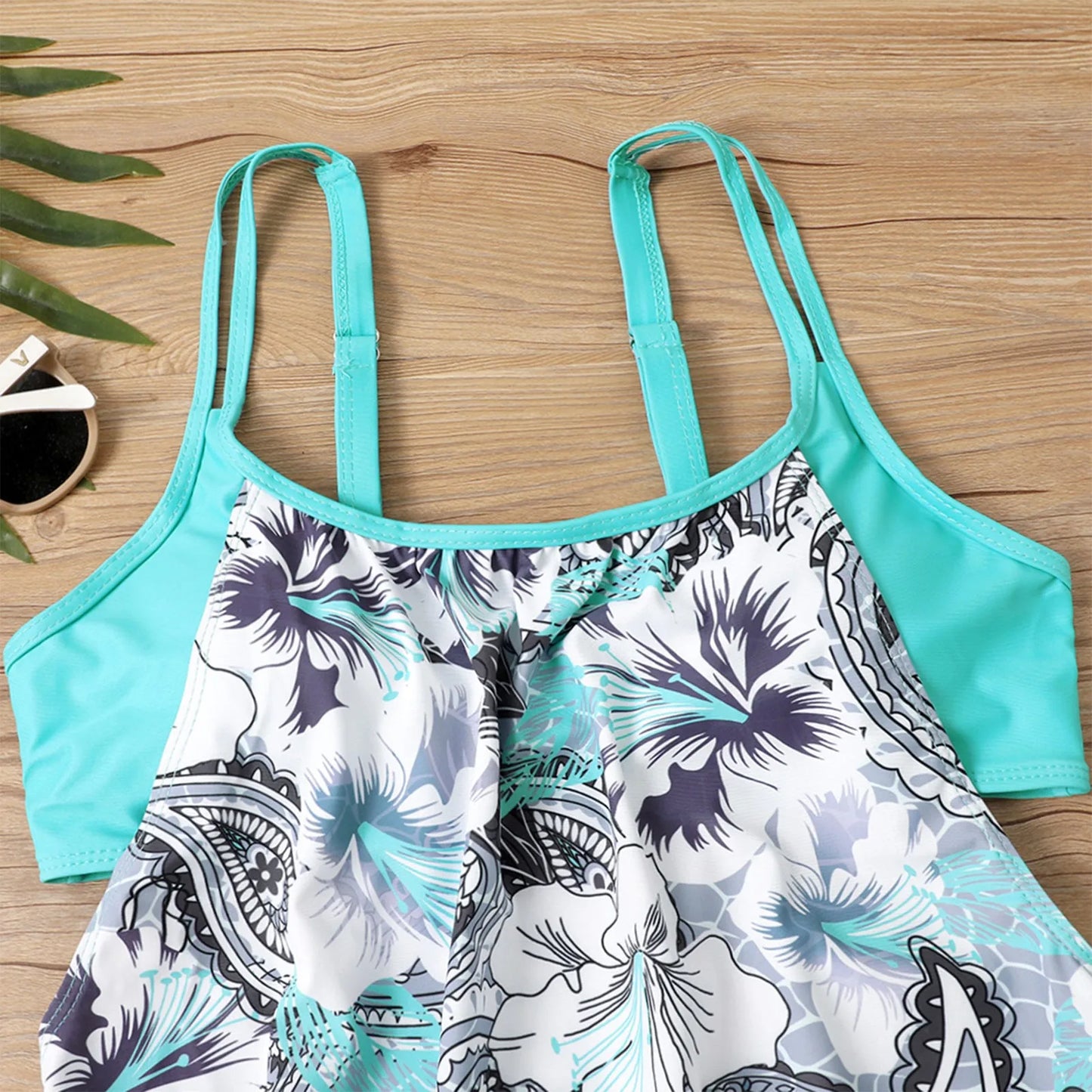 Women'S Printed Sling Split Boxer Shorts Bikini Plus Size Swimsuit Two Piece Comfortable