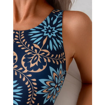 Retro Print Swimsuits One-Piece Women's Closed Swimwear Push Up Swimming Wear Bodysuit Bathing Suits Beachwear Pool Bathers