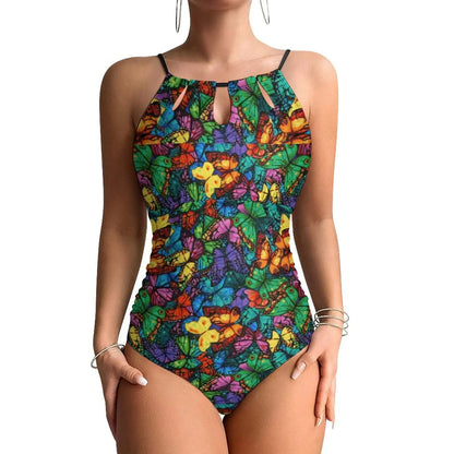Butterfly Swimsuit Colorful Animal Women Swimwear One-Piece Stylish Swimsuits Holiday Pool Push Up Cut Out Beach Outfits