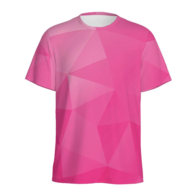 Men's T-Shirts Colorful Polygonal Pattern 3D Print Sports Shirt Woman Gym Summer Short Sleeve Fitness Sportswear Round Neck Tops