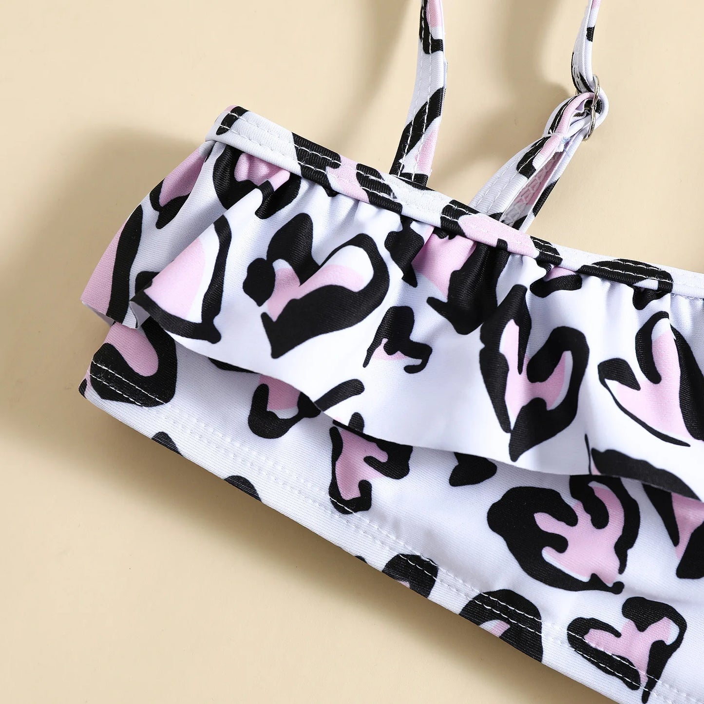 Children's Swimsuit Heart Print Girls' Swimsuit 2 Piece Split Hot Spring Beach Swimsuit