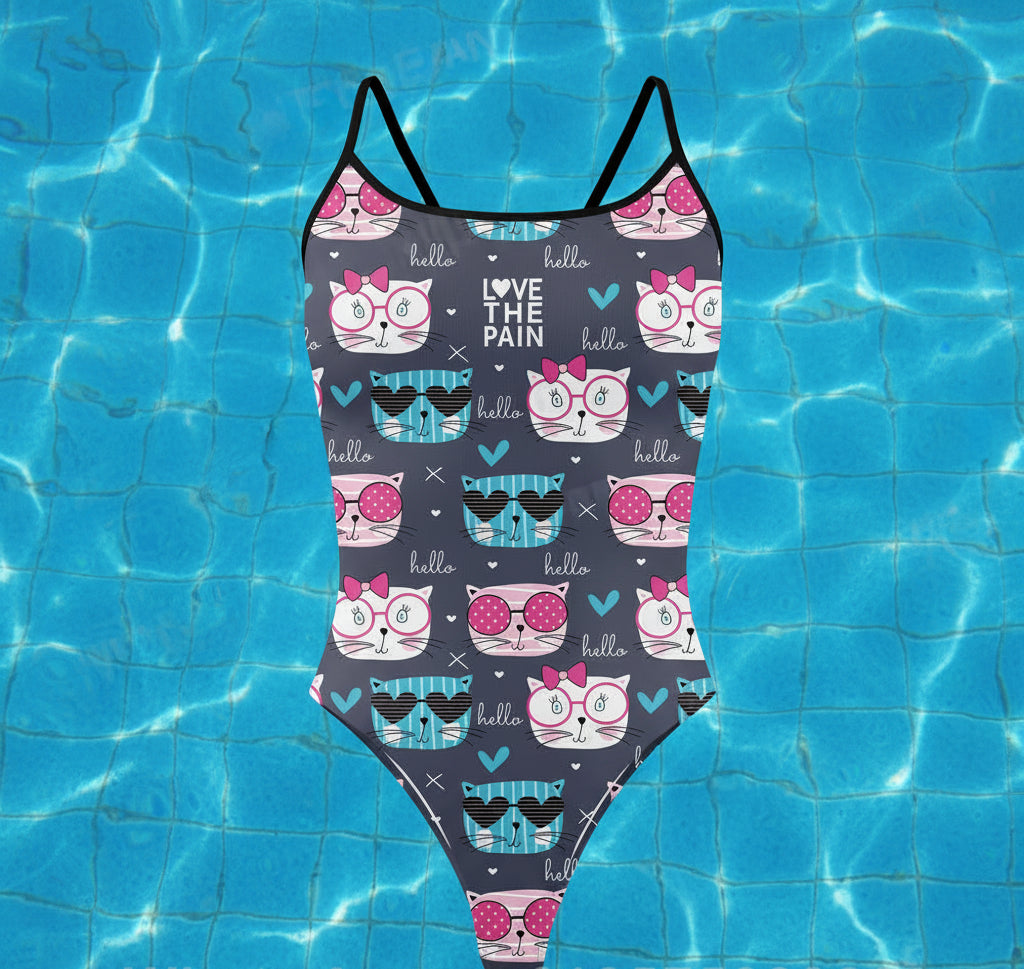 One Piece Thin Shoulder Straps Swimsuit for Women Fitness Race Swimwear Monokini Bathing Suit Comfortable Beachwear
