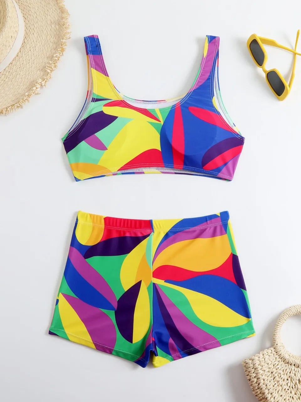 Sports Vest Strappy Bikini  Women High Waist Swimwear Female Printed Swimsuit Bathers Bathing Swimming Suit Beachwear
