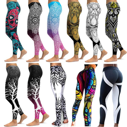 LI-FI Print Yoga Pants Women Unique Fitness Workout Sports Running Leggings Push Up Gym Wear Elastic Slim