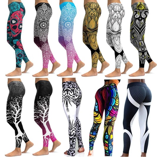 LI-FI Print Yoga Pants Women Unique Fitness Workout Sports Running Leggings Push Up Gym Wear Elastic Slim