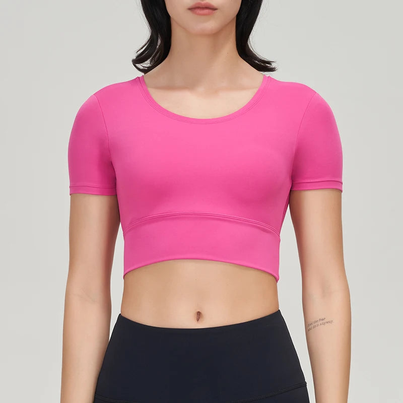 Nylon Gym Bra Top Women Yoga Sport Shirts Crop Top Tight Elastic Breathable Chest Pad Removable Women's Clothing 6 Colors