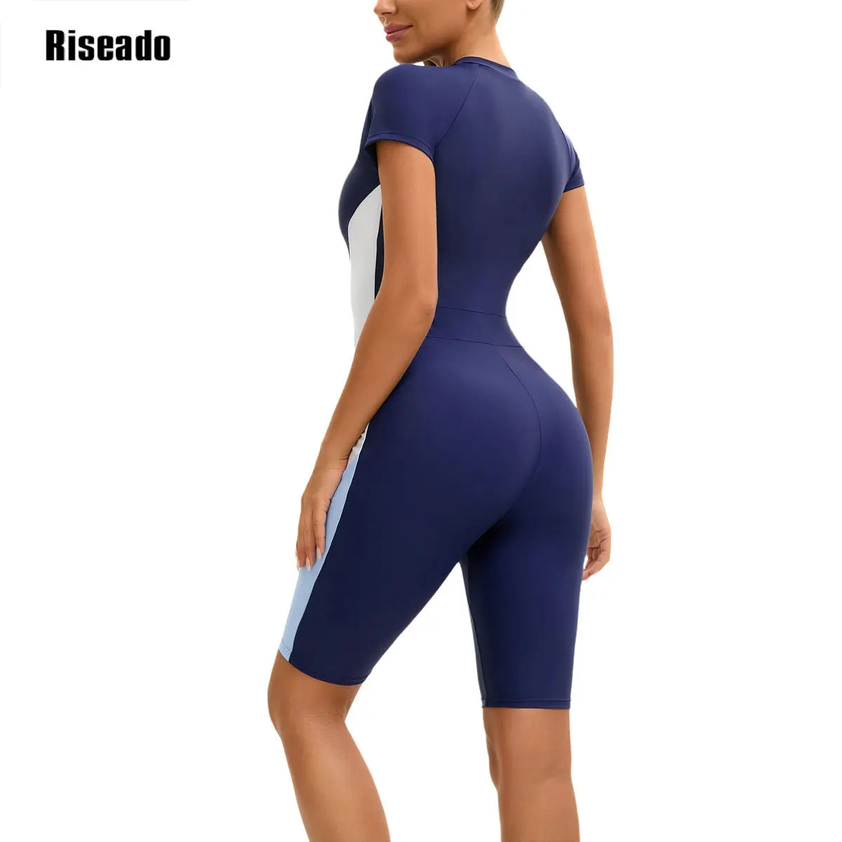 Rash Guard Women's UPF 50+ UV Protection Short Sleeve One-Piece Swimsuit Zip Sun Protection Swimwear Surfing