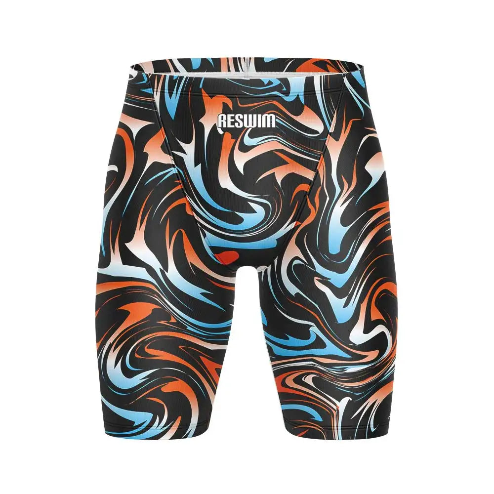 Men's Print Swim Jammer Training Sports Beach Diving Surfing Pants Tights Shorts Swimming Trunks Summer Quick Dry Swimsuit