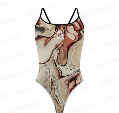 Love The Pain Marble Design Women Swimsuit  One-piece Comfort Suit Swimwear Bikini Quick Dry Bathing Suit Functional Training Swimsuit
