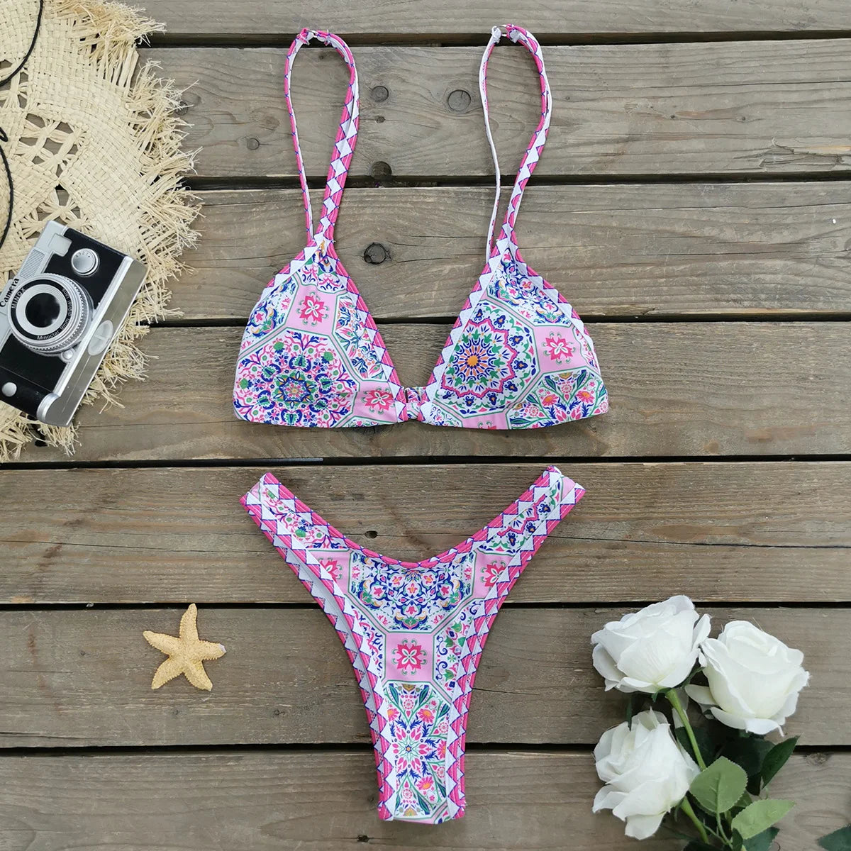 Brazilian Bikini Set Women Print Biquini Female Cut Bikinis Swimwear Push Up Swimsuit Bath Suit