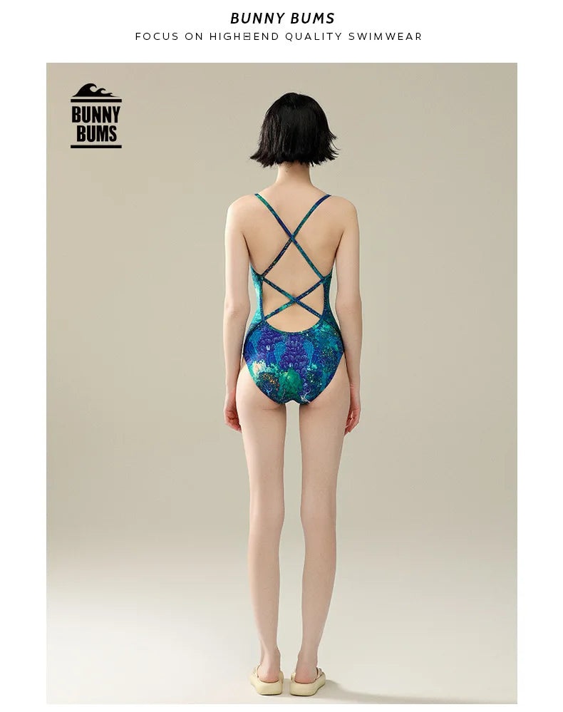 one-piece swimsuit women professional sports racing swimming pool hot spring quick-drying anti-chlorine swimsuit
