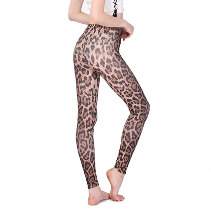 Women's  High Waist Leggings Sportwear Workout Women Jeggings Elastic Pants Leopard Summer Printed Stripe Fitness Leggins