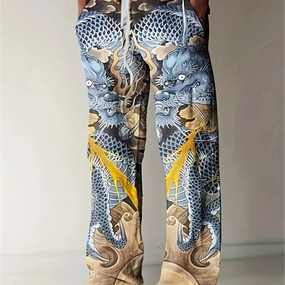 Spring And Summer Men's Casual Pants Fashion Digital Gradient Printing Men's Sweatpants Men's Loose Drawstring Hawaii Beach Pant