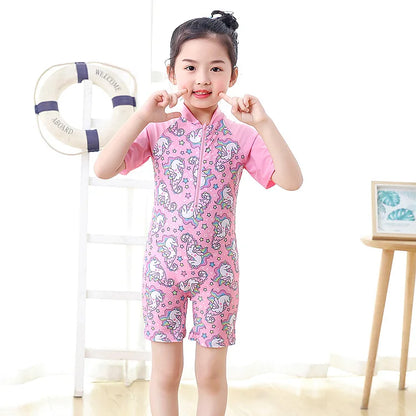 2-10Years Girl Swimwear Swimsuits UV Protective Long Sleeve Children Swimsuits Sport