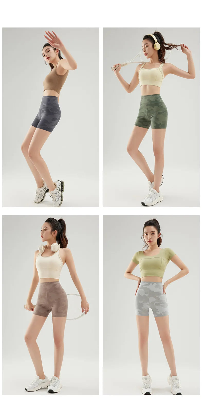 BIVIGAOS Summer Camouflage Green Sharkskin Biker Shorts Knee Length Short Leggings Women Casual Sports Cycling Shorts