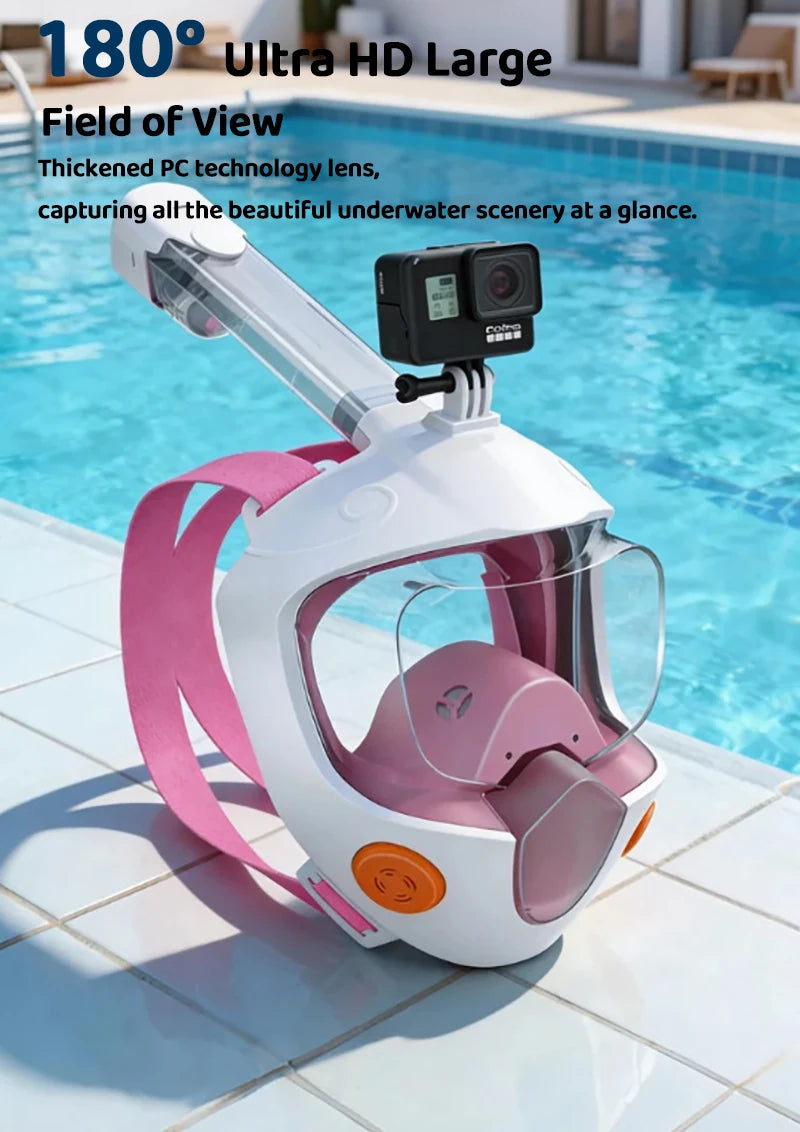 Full Face Snorkel Mask - Dry Snorkel , Anti-Fog , Leak-Proof  Panoramic View Swimming Diving Beach Water Sports for Adults Teens
