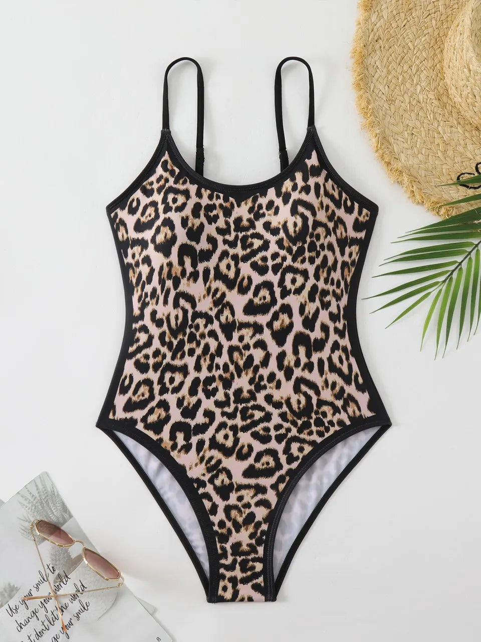 Leopard Print Swimsuit Women One Piece Strappy Swimwear Female Monokini Bathing Swimming Suit Padded Beachwear