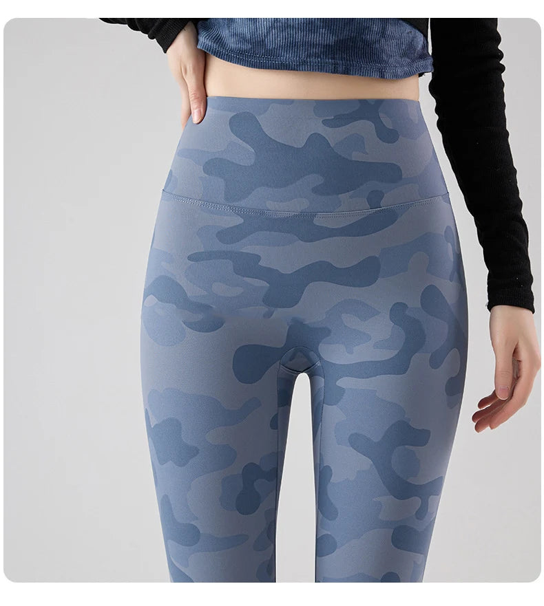 BIVIGAOS Spring Summer Seamless Camouflage Sharkskin Leggings Women Fashion High Waist Casual Sports Tights Fitness Leggings