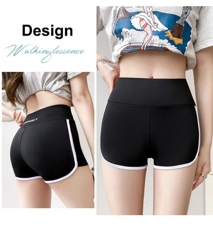 Running Sports Shorts Women Thin White Edge Joggings Shark Mini Shorts Yoga Ice Silk Casual Safety Shorts