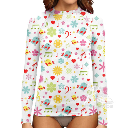 SPELISPOS Women's Long Sleeve Surfing Suit UV Protection Water Sports Tight Swimwear Beachwear Print High-Elastic Surf Wear