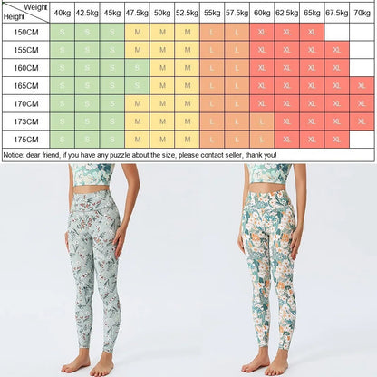 Women Flower Yoga Pants Sports Leggings Training Long Tights Running Trousers Ladies High Waist Workout Sportswear