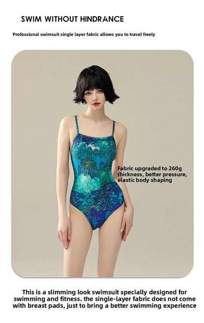 one-piece swimsuit women professional sports racing swimming pool hot spring quick-drying anti-chlorine swimsuit
