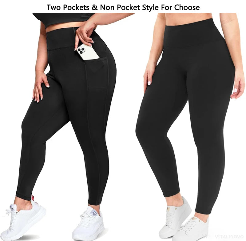 Plus Size Leggings with Pockets for Women High Waisted Tummy Control Soft Stretchy Yoga Pants for Workout Running
