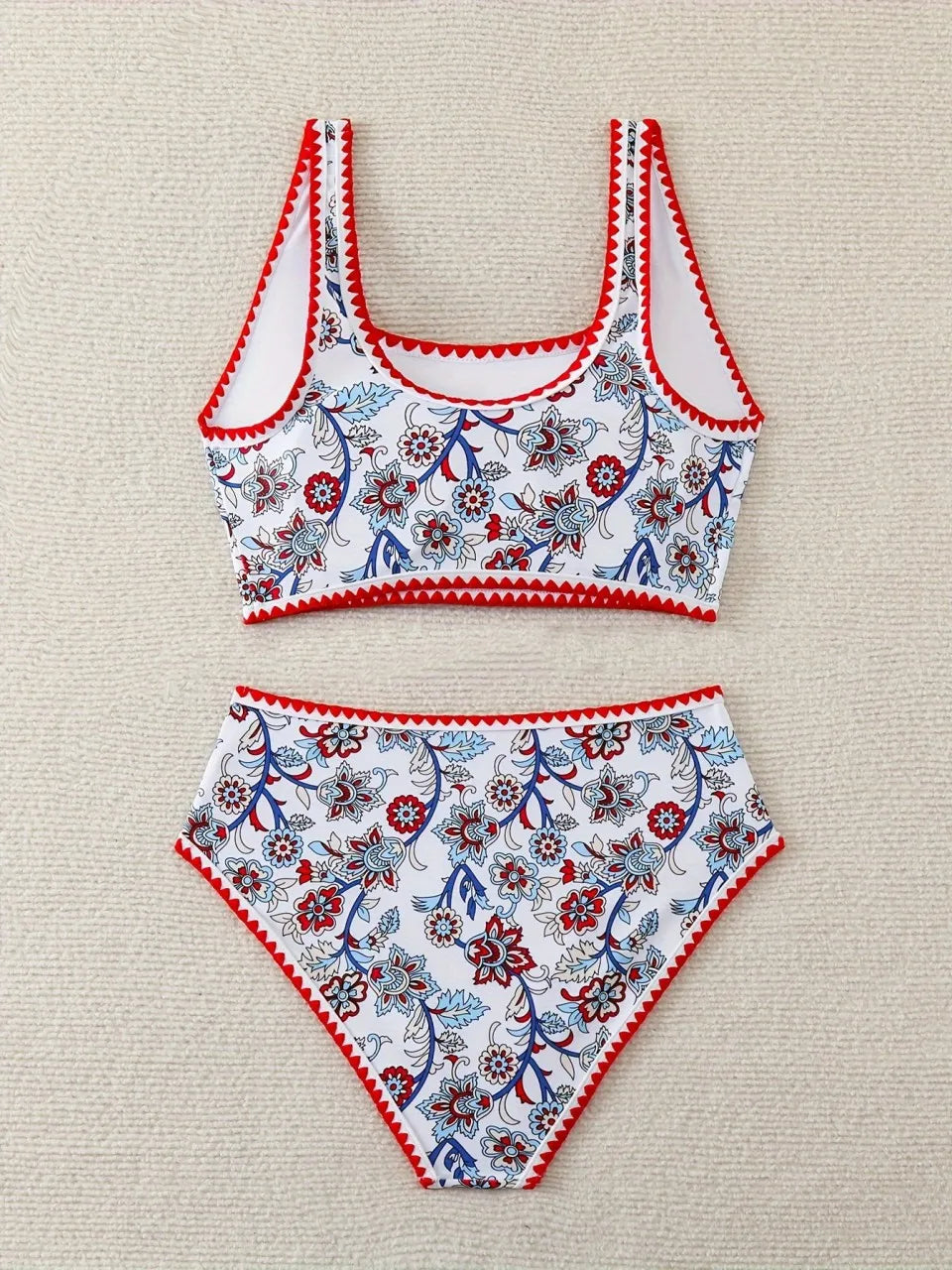 Strappy Stitch Detail Bikinis Triangle Swimwear Female Printed Swimsuit Women Bathers Bathing Swimming Suit Beachwear