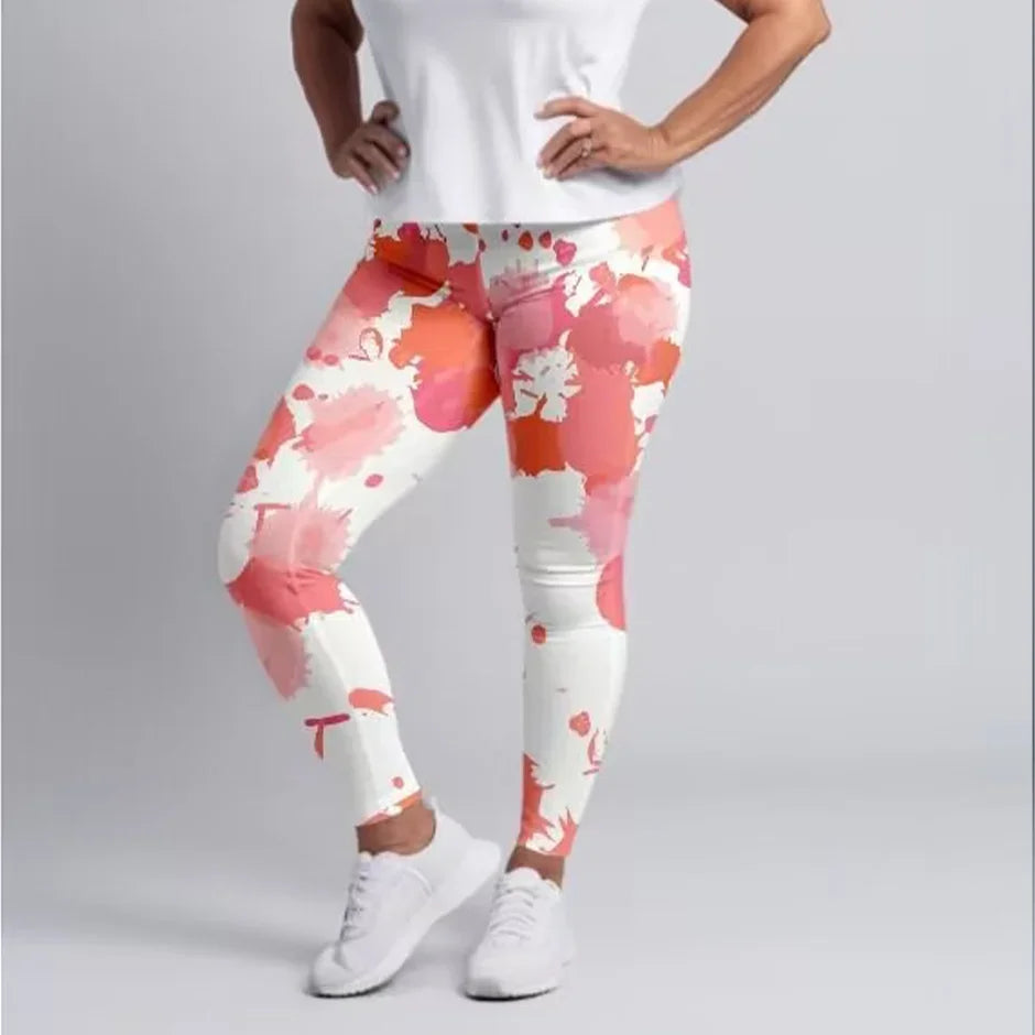 Women High Waist Elastic Pants Fashion High Waist 3D Print Fitness Yoga Gym Leggings