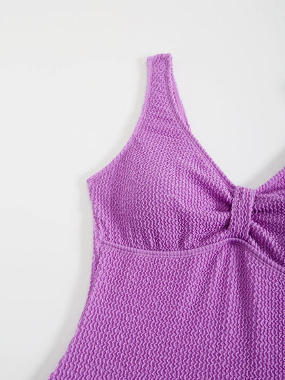 Womens One Piece Swimsuit Swim Leotard Sleeveless Low U Back Soft Cup Textured Monokini Bathing Suit for Beach Tropical Travel